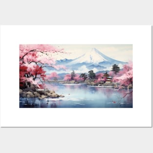 Japanese Landscape Watercolor Posters and Art
